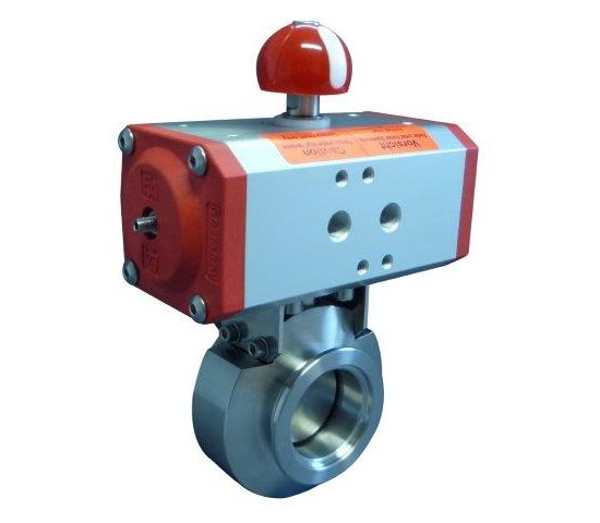 Bild 1 - Butterfly valve electro-pneumatic stainless steel DN 40 a=50 / b=185 / c=132 with electrical position transducer with control valve