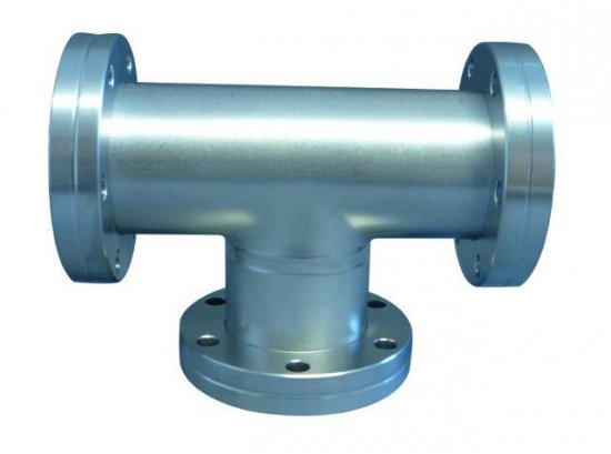 Bild 1 - CF-reducing T-piece, 2 flanges turnable DN100/63 a=135 / b=95 / d=104 / d1=70