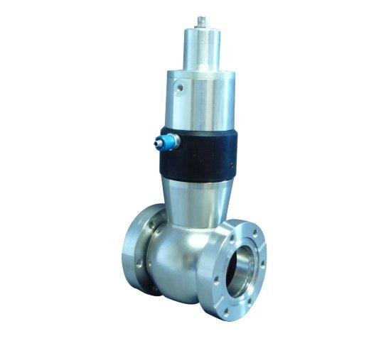 Bild 1 - CF-straight way valve open electro-pneumatic stainless steel 2 flanges turnable with position transducer without control valve DN 16 c=145 / d=40 (optional with double position transducer)