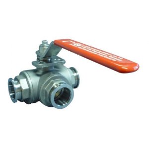 Three-way ball valve small flange 16 stainless steel manually operated a=50,5 b=15