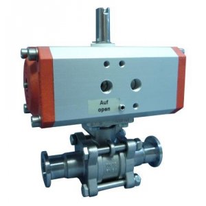 Spherical valve small flange 50 stainless steel pneumatic actuator without position transducer with control valve a=200 / b=50