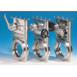 Slide valve ISO-F,stainless steel, DN 160 electro-pneumatic with position transducer with control valve